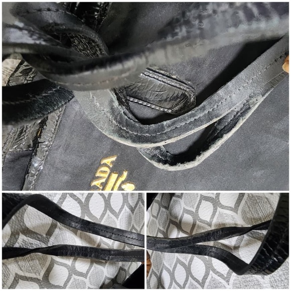 Authentic Prada Nylon Leather Tote Bag Black - Picture 9 of 12